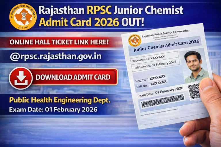 Rajasthan RPSC Junior Chemist Admit Card 2026 Out